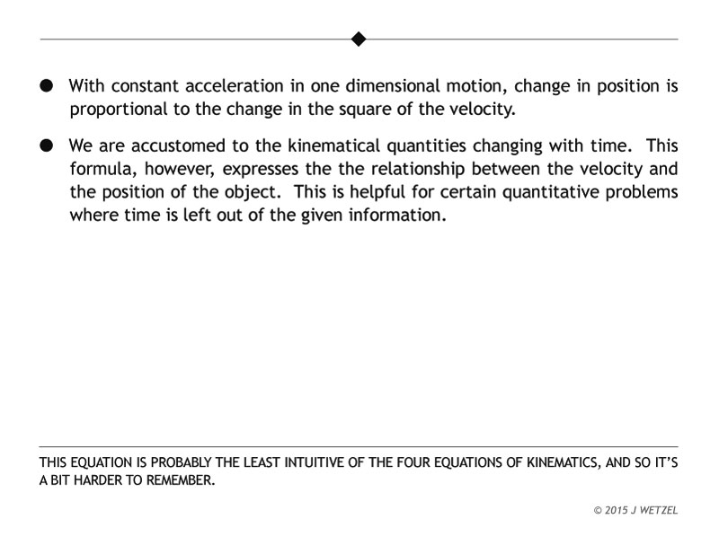 Main points for velocity as a function of displacement.