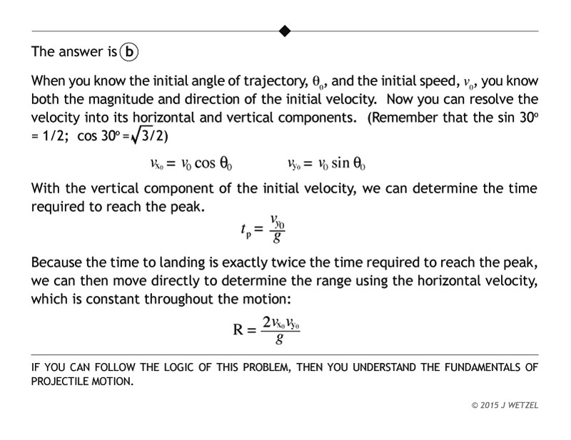 Explanation of projectile motion problem.