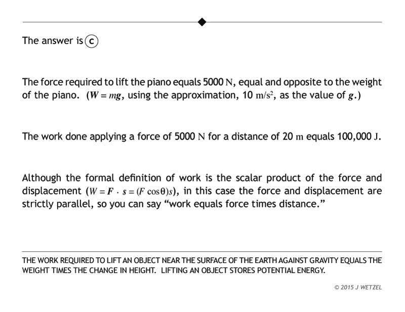 Explanation of work & energy lifting piano problem