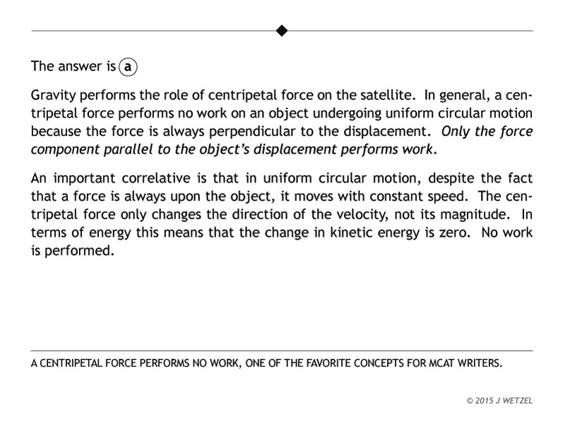 Explanation of work & energy problem involving orbiting satellite