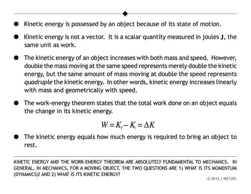 Main points for kinetic energy