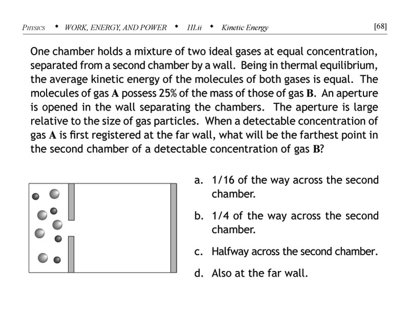 Relationship of basic physics concept of kinetic energy to comparative diffusion rates of two gases