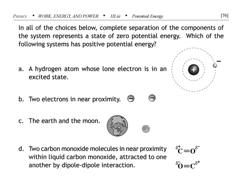 Problem involving discussion of various potential energy systems