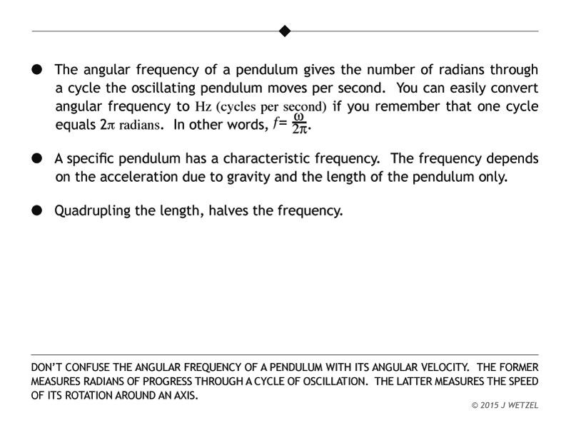 Main points for the frequency of a pendulum