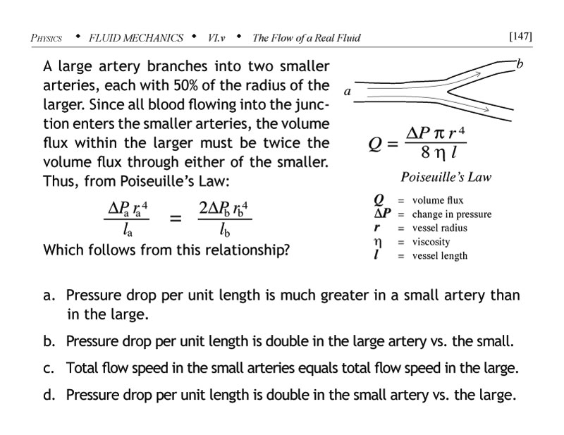 Poiseuilles Law problem involving circulatory system branching artery