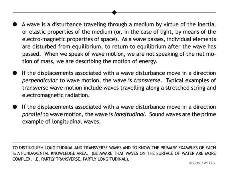 Main points distinguishing transverse and longitudinal waves