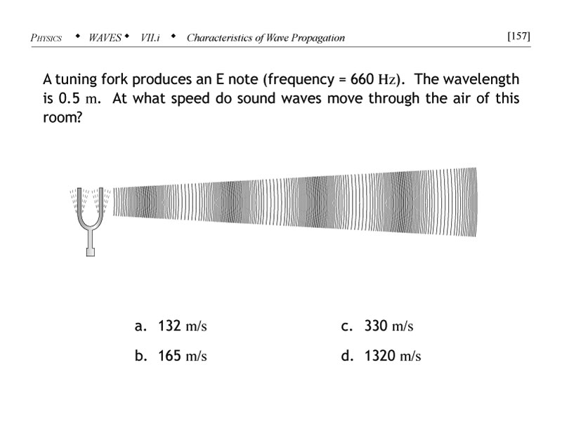 Tuning fork wave speed problem