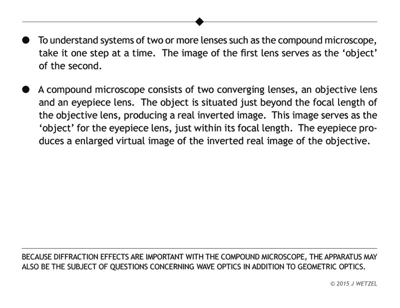 Main ideas for understanding the optics of the compound microscope