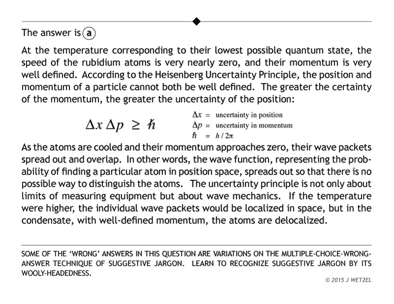 Explanation of answer to Bose-Einstein condensate problem