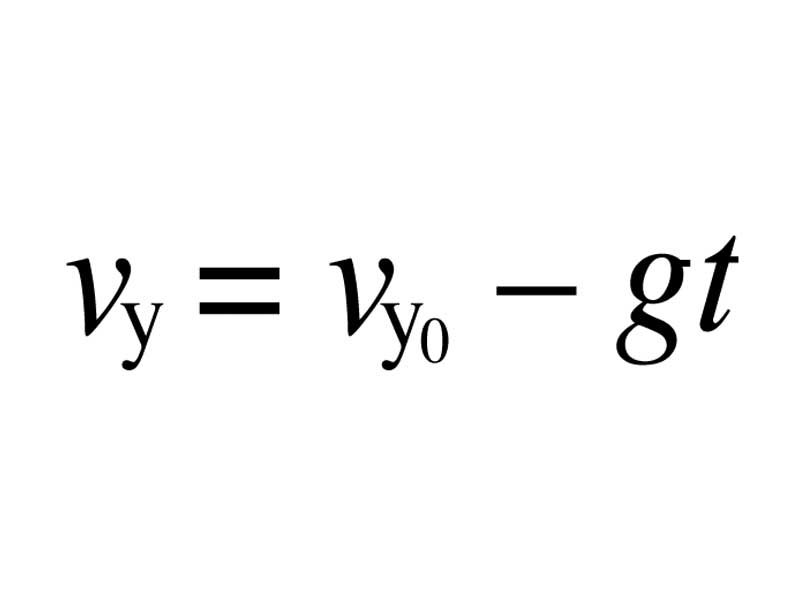 Formula - The vertical velocity is affected by the acceleration due to gravity in projectile motion