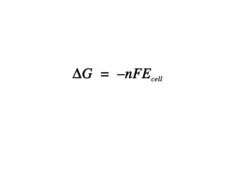 Relationship between cell potential and free energy.