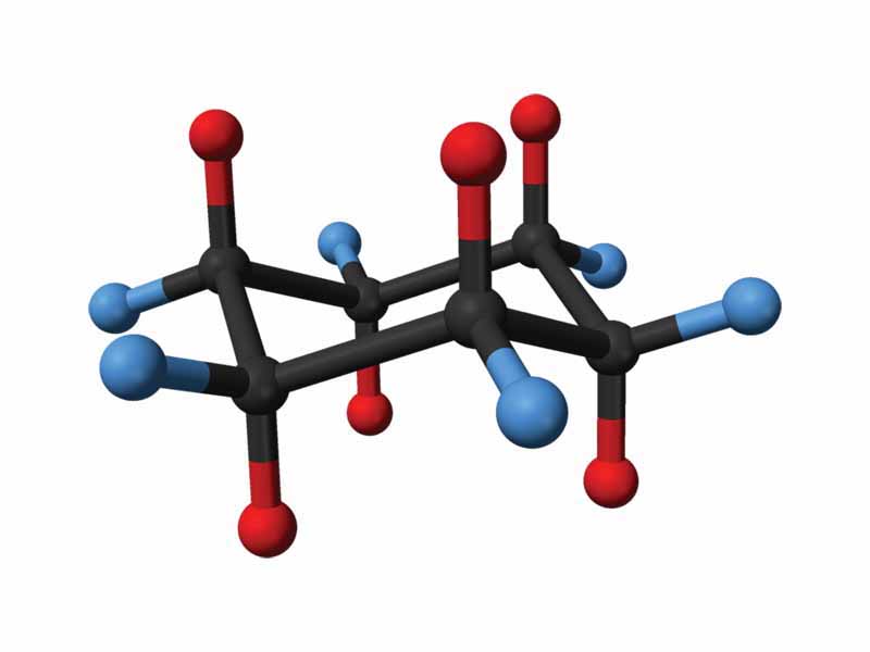 Cyclohexane 3D blue and red ball and stick