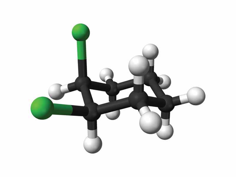 Ball-and-stick model of cis-1,2-dichlorocyclohexane