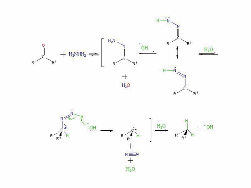 Probable mechanism of Wolff-Kishner reduction