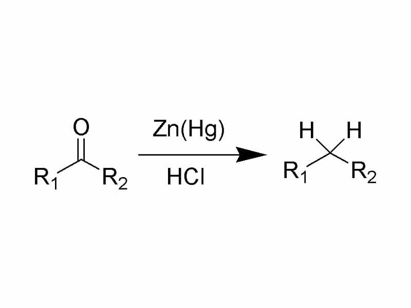 Reaction scheme of the Clemmensen reduction.