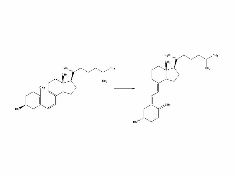 Pre-vitamin D3 then spontaneously isomerizes to Vitamin D3 in a antarafacial hydride [1,7]Sigmatropic shift.