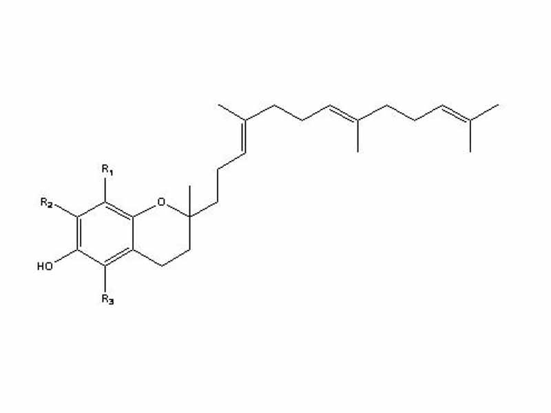 Chemical structure of Tocotrienol