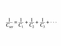 Capacitance of capacitors in series