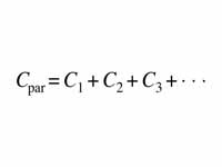 Capacitance of capacitors in parallel