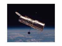 The Hubble Space Telescope orbits abo...