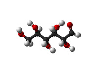 Molecular model of glucose.